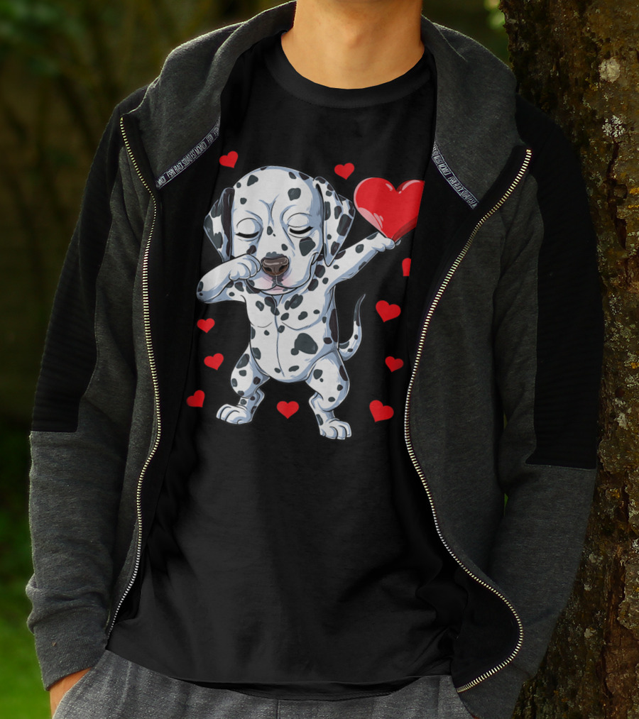Dabbing Dalmatian Valentines Day Dog Lover Heart Boys1 T-Shirt