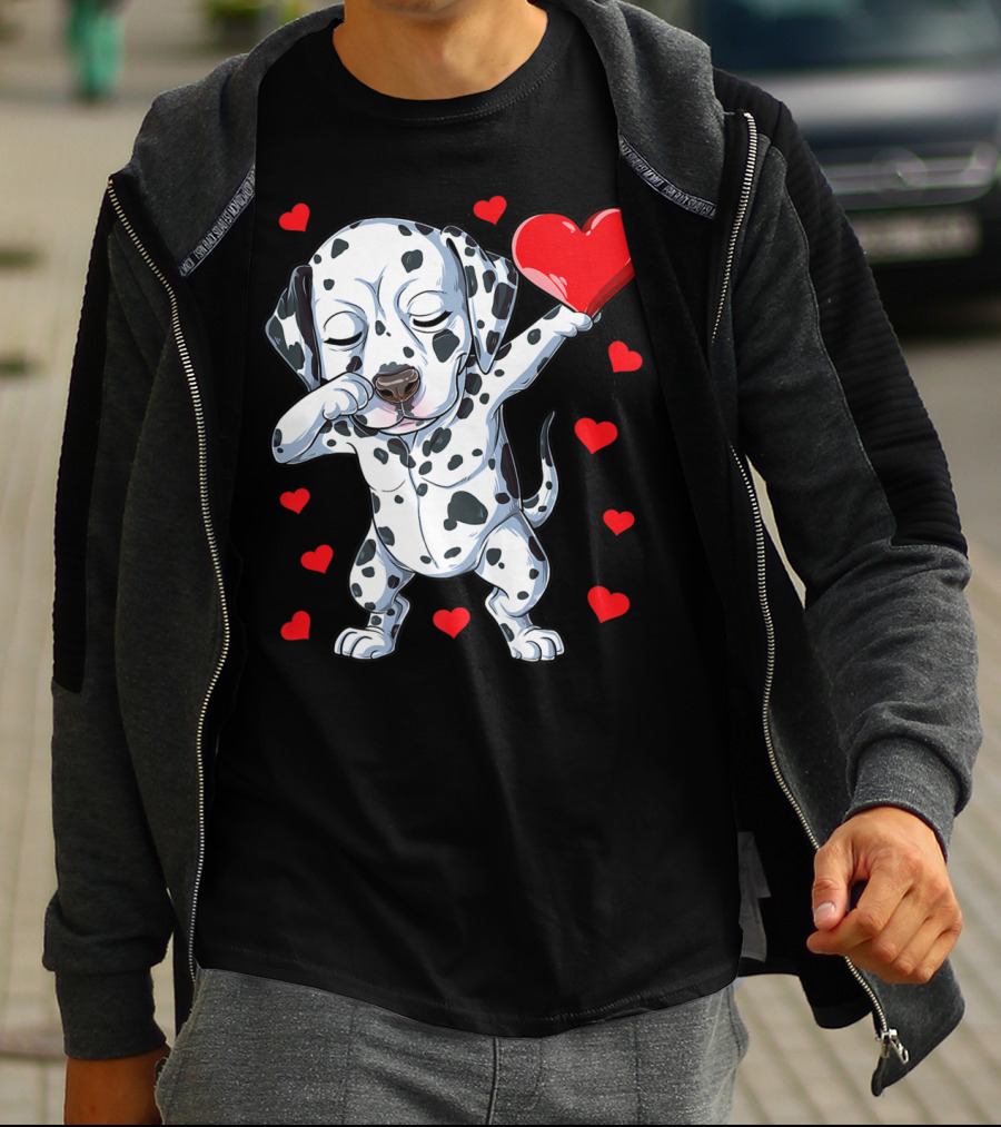 Dabbing Dalmatian Valentines Day Dog Lover Heart Boys1 T-Shirt