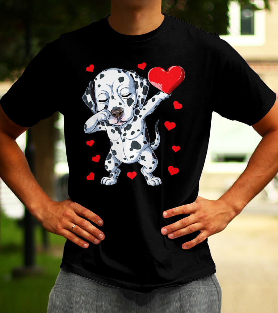 Dabbing Dalmatian Valentines Day Dog Lover Heart Boys1 T-Shirt