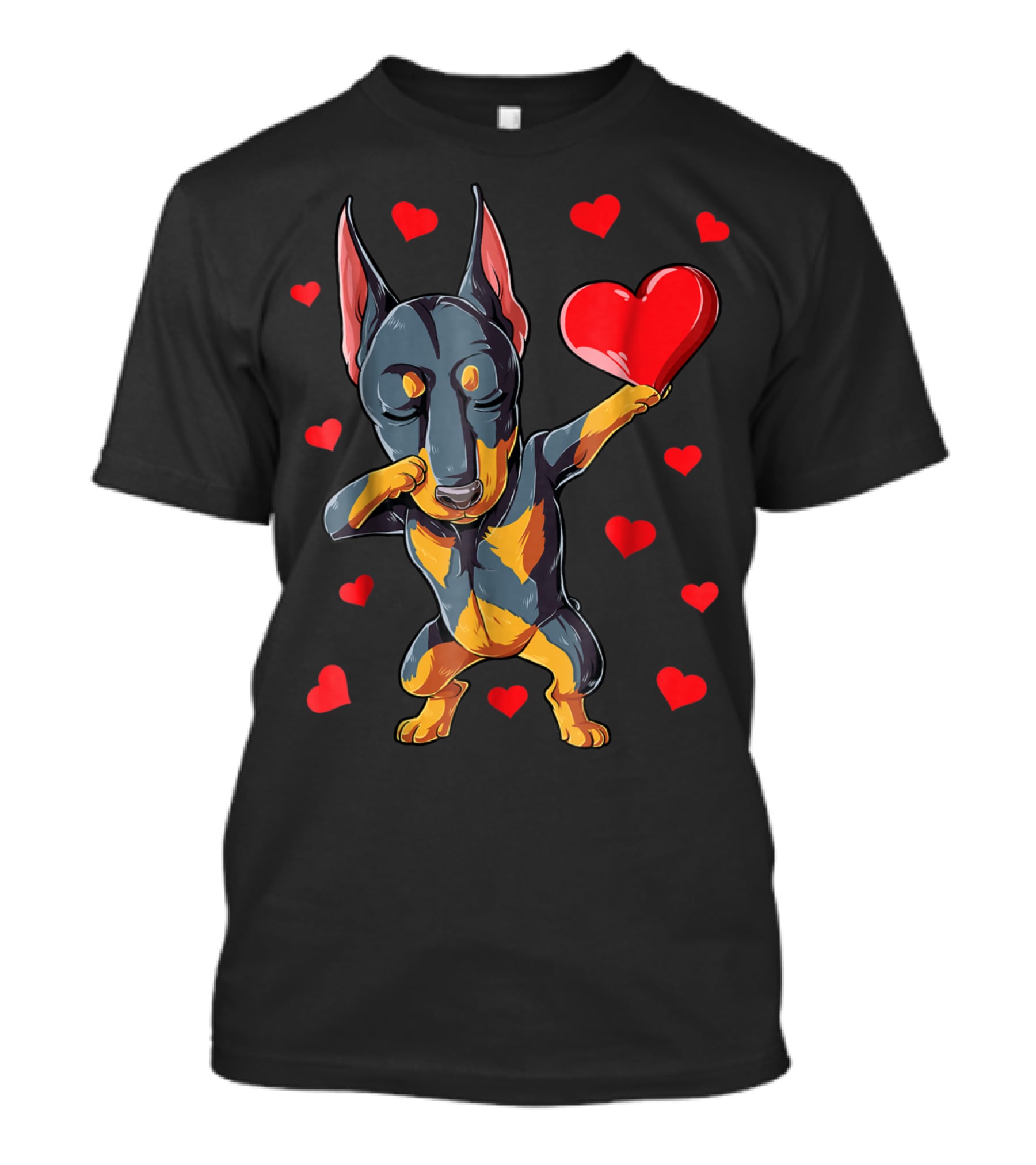 Dabbing Doberman Heart Valentine's Day Dog Lover Boys 9 T-Shirt