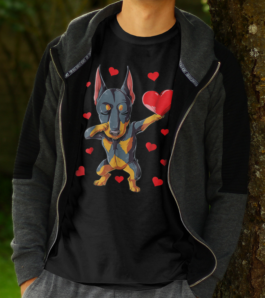 Dabbing Doberman Heart Valentine's Day Dog Lover Boys 9 T-Shirt
