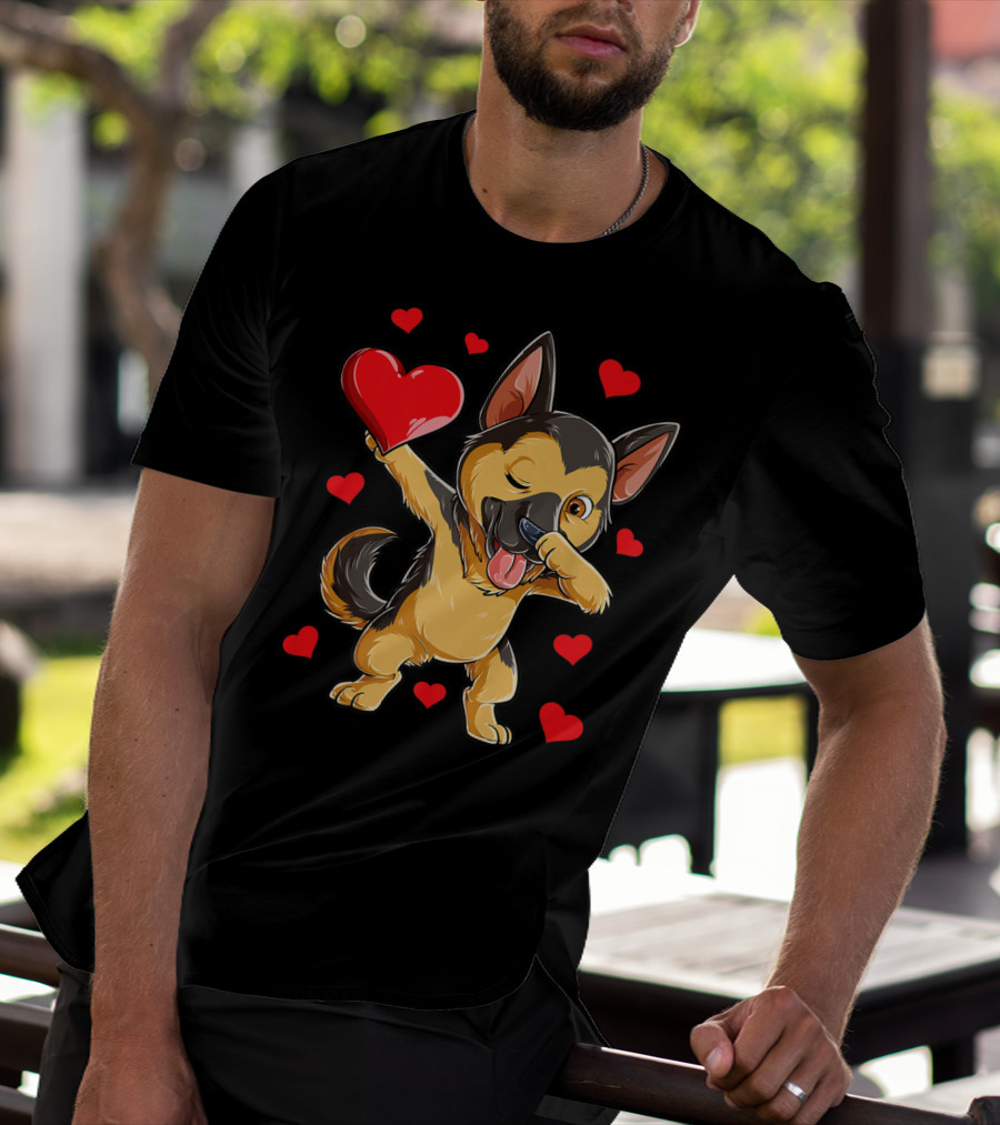 German Shepherd Dabbing Valentine Dog Heart Boys T-Shirt