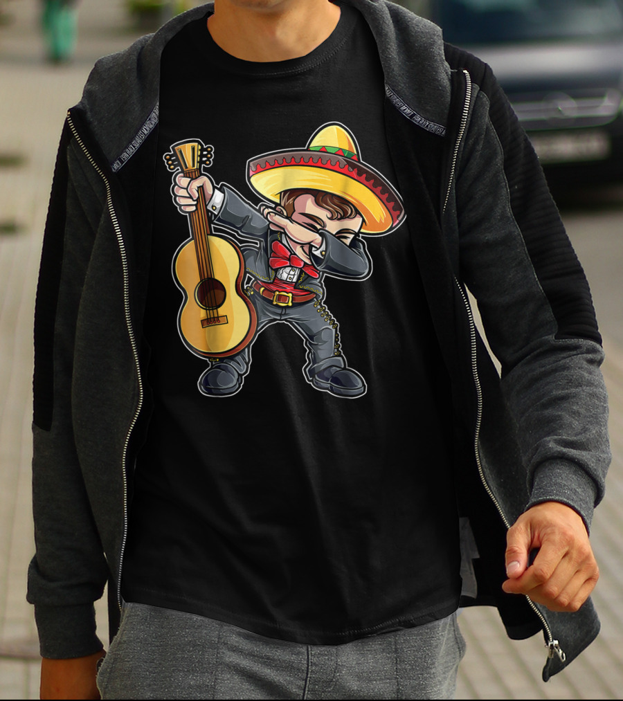 Dabbing Mariachi Guitar Cinco De Mayo Dab Men Kids Sombrero T-Shirt