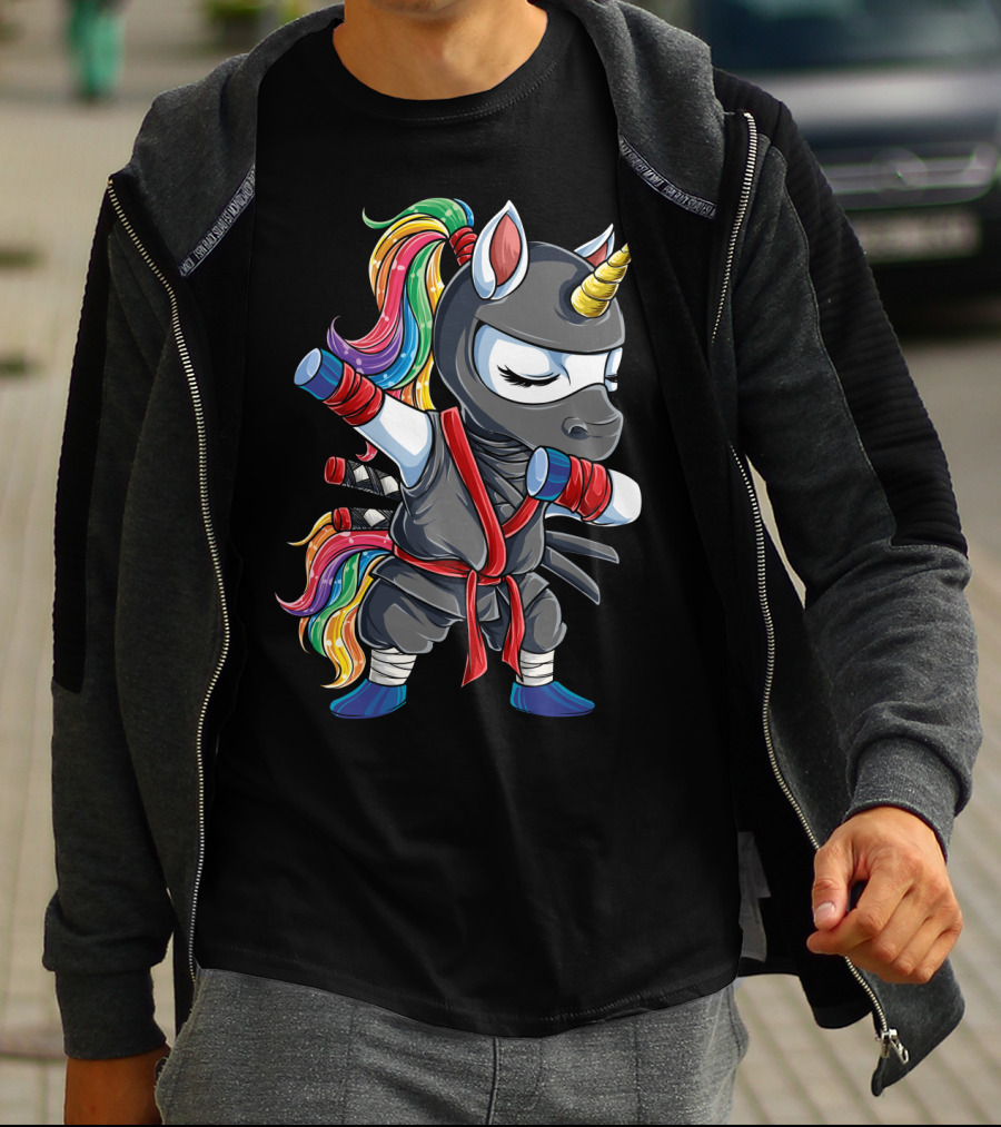 Dabbing Ninja Unicorn Rainbow Martial Arts Women T-Shirt