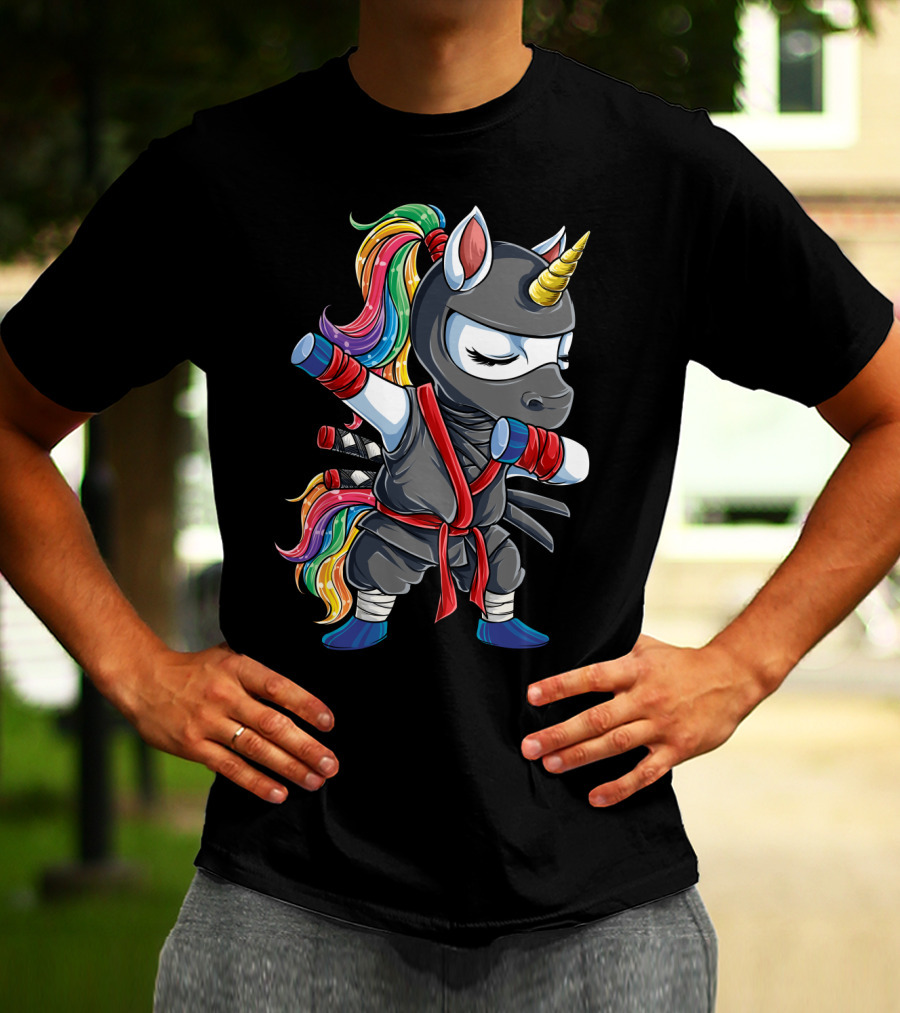 Dabbing Ninja Unicorn Rainbow Martial Arts Women T-Shirt