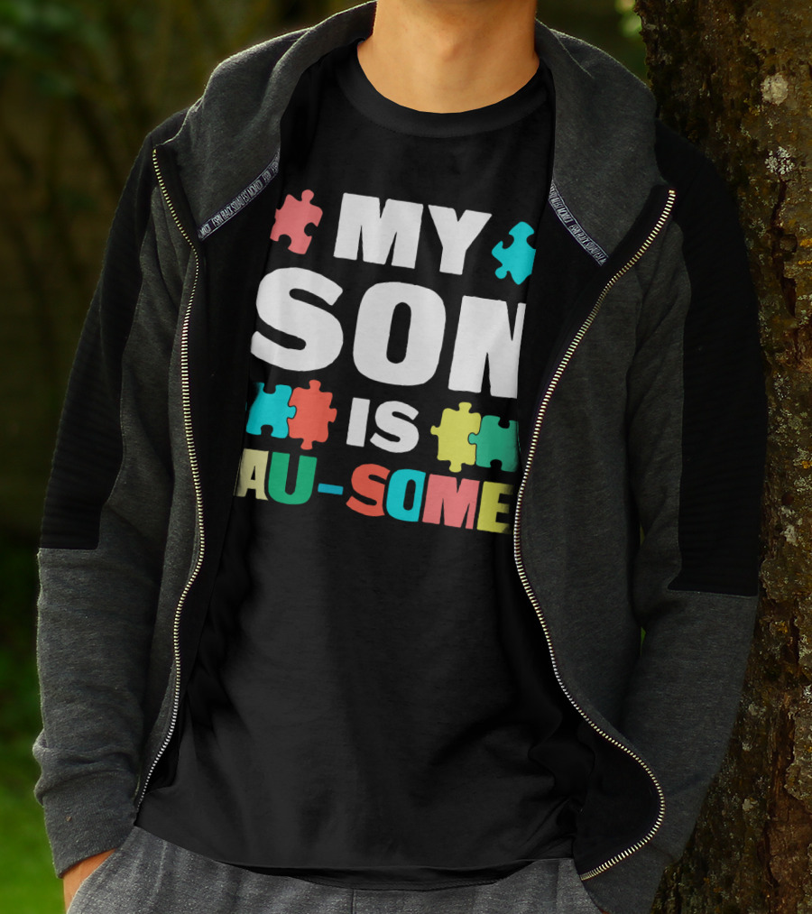 My Son Is Au-Some Autism Puzzle Pieces T-Shirt