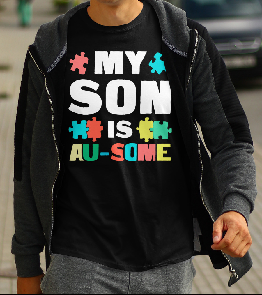 My Son Is Au-Some Autism Puzzle Pieces T-Shirt