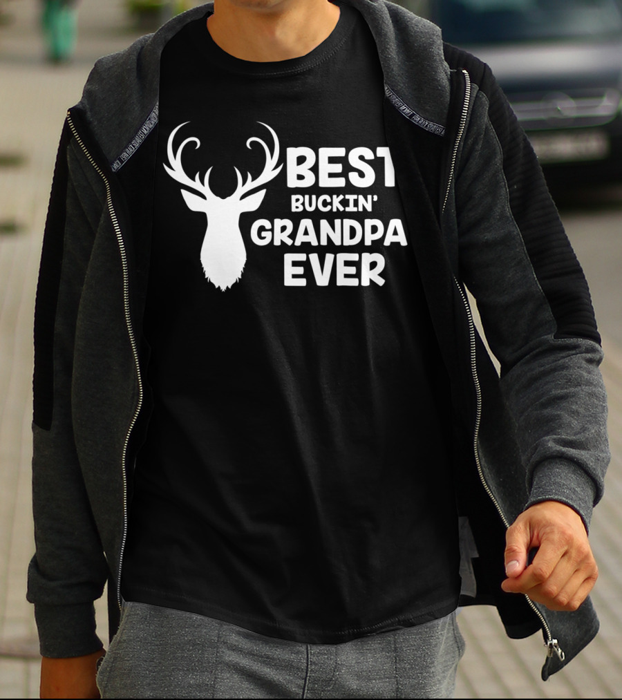 BEST BUCKIN' GRANDPA EVER Funny Hunting Dad Mens 60 T-Shirt