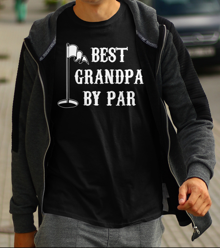 Mens Best Grandpa By Par Golf Dad Flag Hole T-Shirt