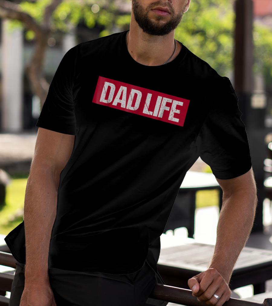 Mens Dad Life Red Block Text T-Shirt