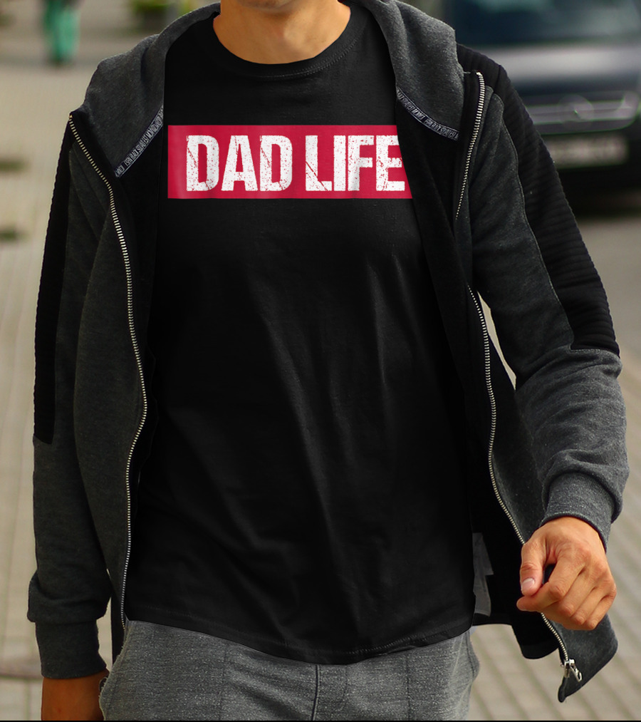 Mens Dad Life Red Block Text T-Shirt