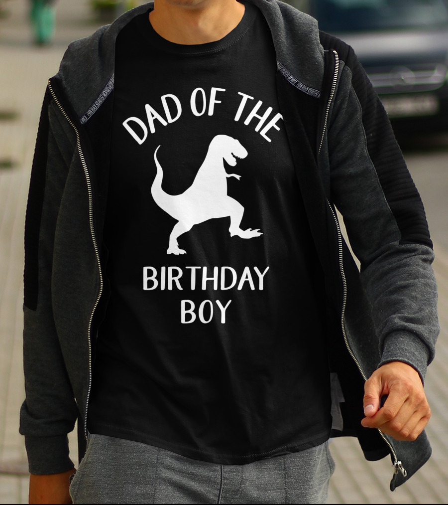 Dad Of The Birthday Boy Funny Dinosaur Mens T-Shirt