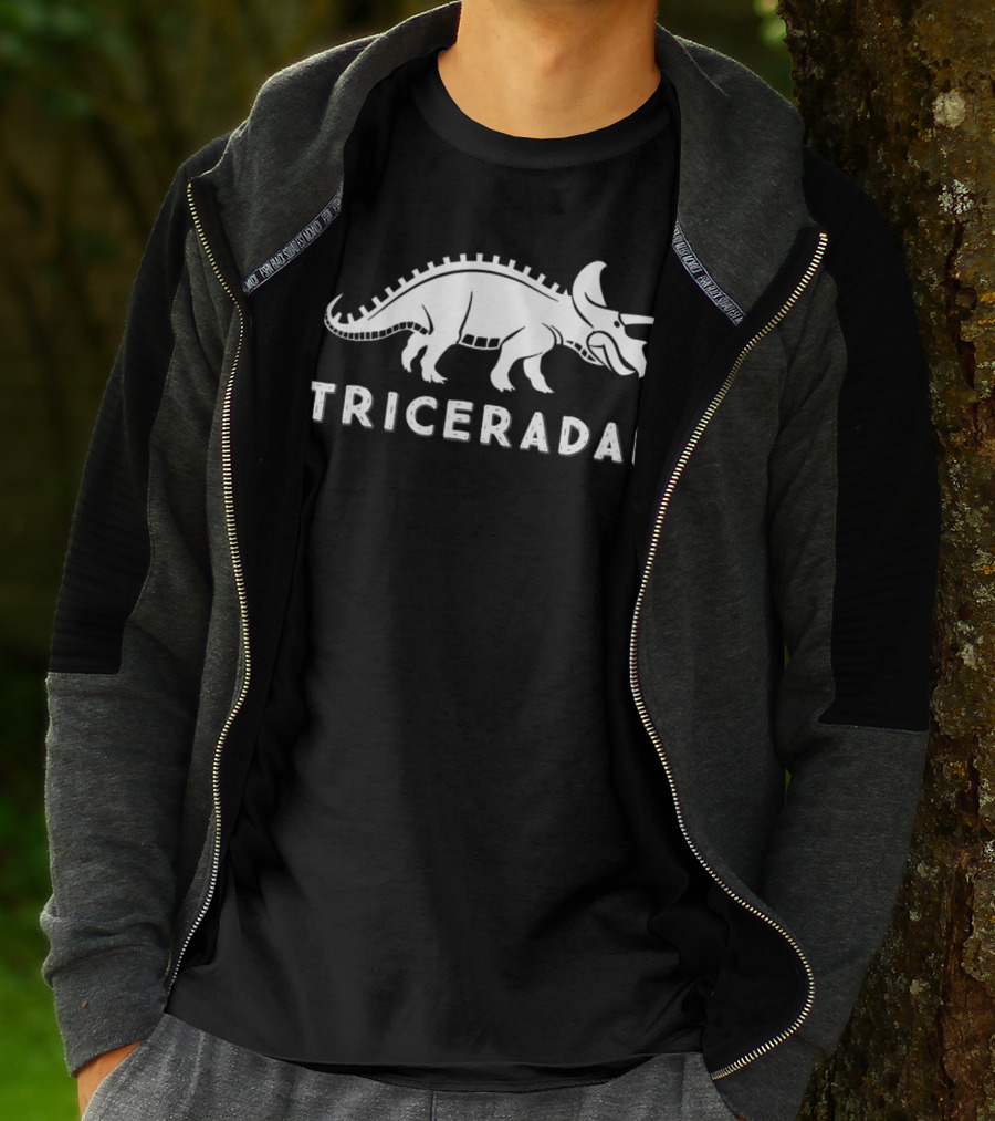 Triceradad Mens Dad Triceratops Funny Dinosaur T-Shirt