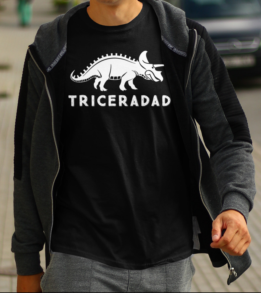 Triceradad Mens Dad Triceratops Funny Dinosaur T-Shirt
