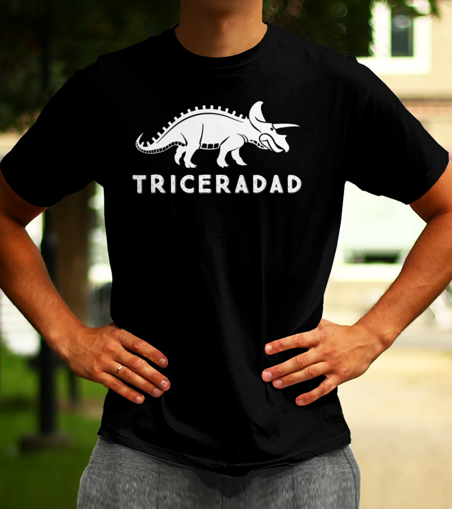 Triceradad Mens Dad Triceratops Funny Dinosaur T-Shirt