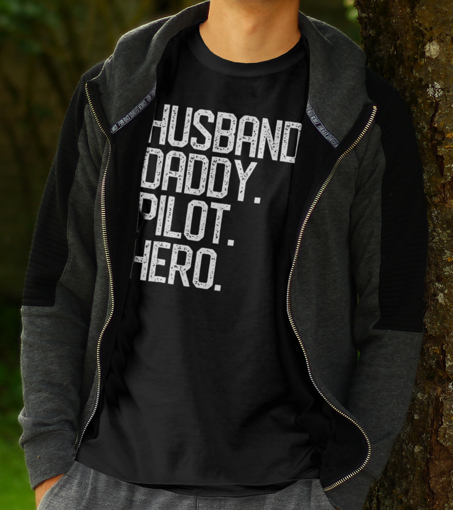 Husband Daddy Pilot Hero Mens Dad T-Shirt