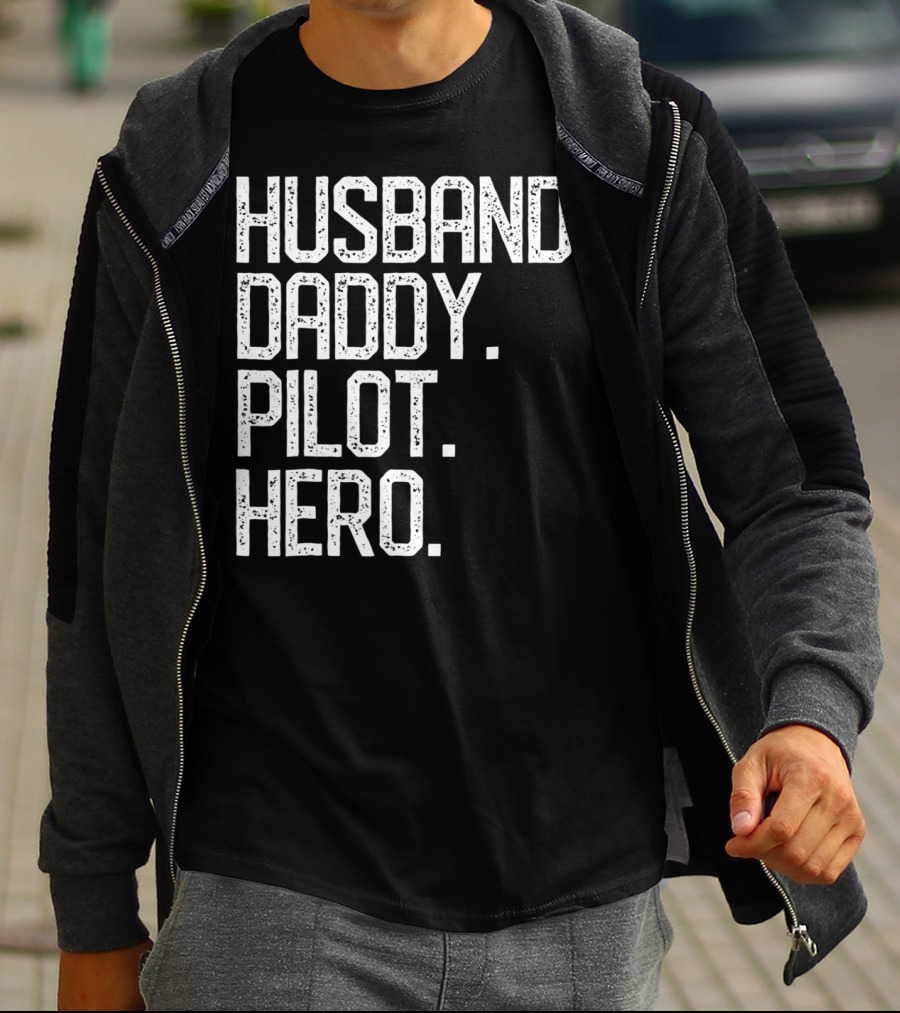 Husband Daddy Pilot Hero Mens Dad T-Shirt