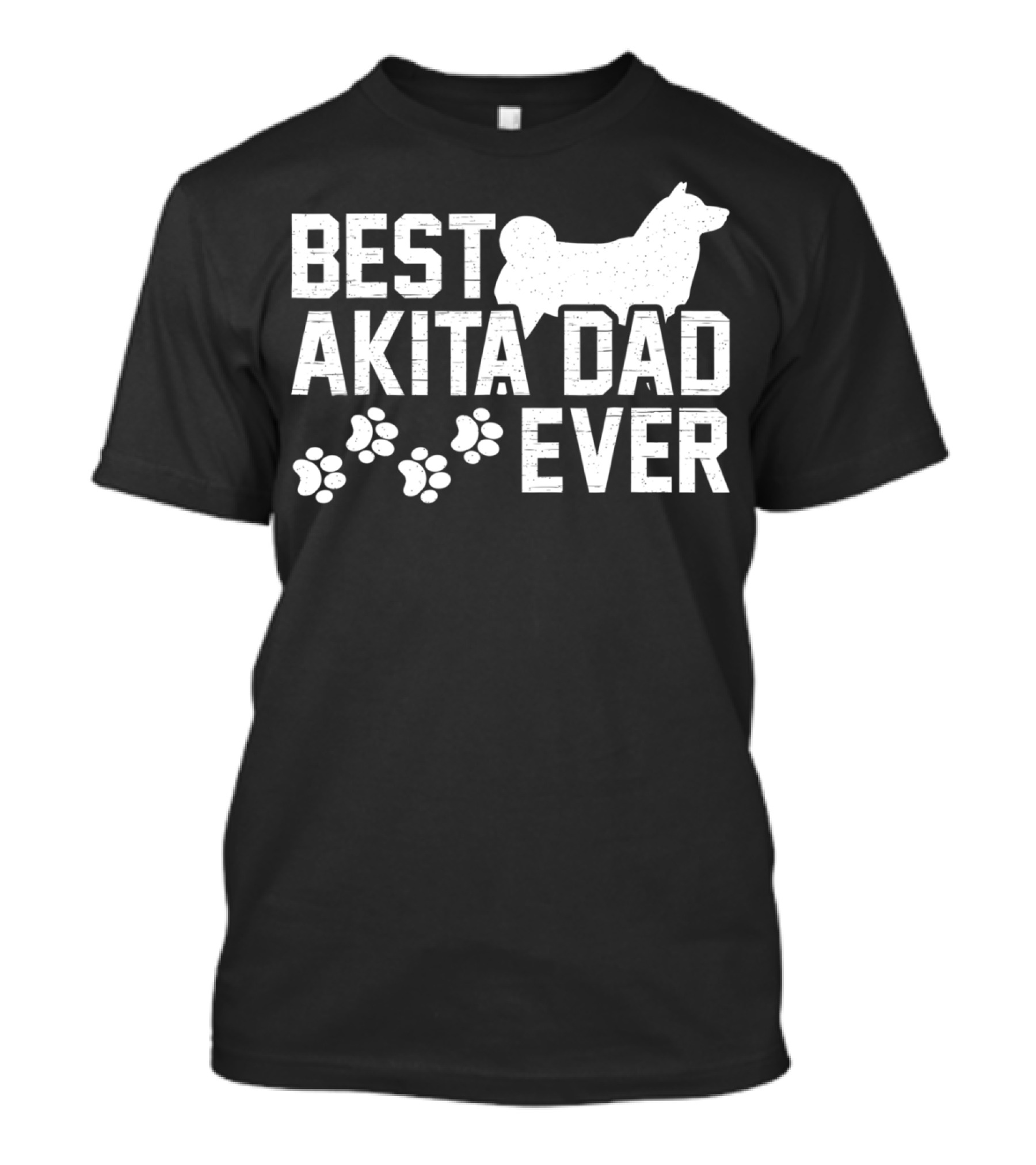 Best Akita Dad Ever Funny Idea With Paw Prints T-Shirt