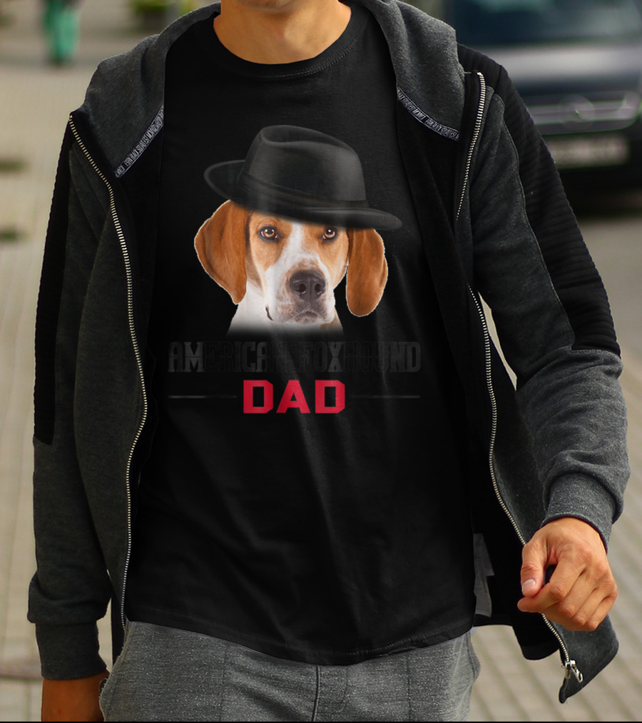 American Foxhound Dad With Stylish Hat Dog Lovers T-Shirt
