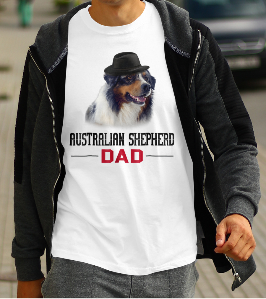 Australian Shepherd Dad Dog Lovers Hat Wearing Shepherd T-Shirt