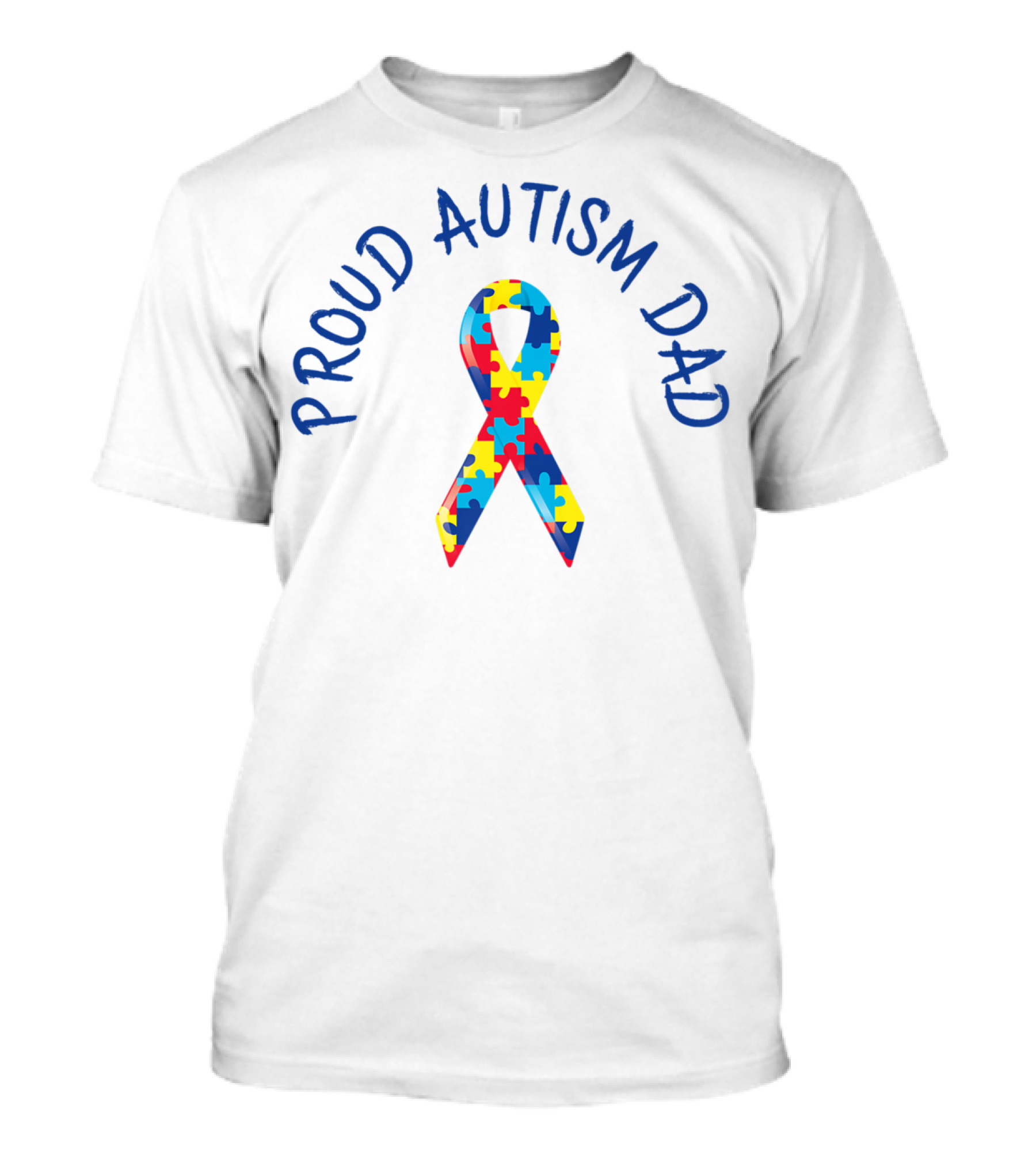 Proud Autism Dad Puzzle Ribbon 15 Support Men Grandpa Papa T-Shirt