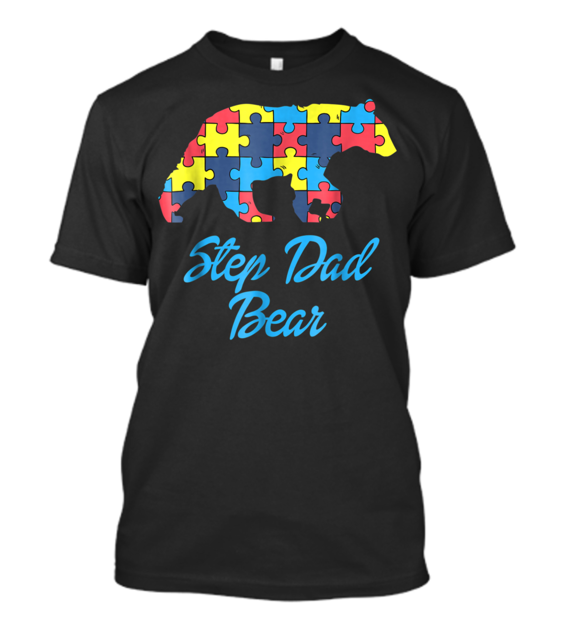 Step Dad Bear Autism Awareness Puzzle T-Shirt