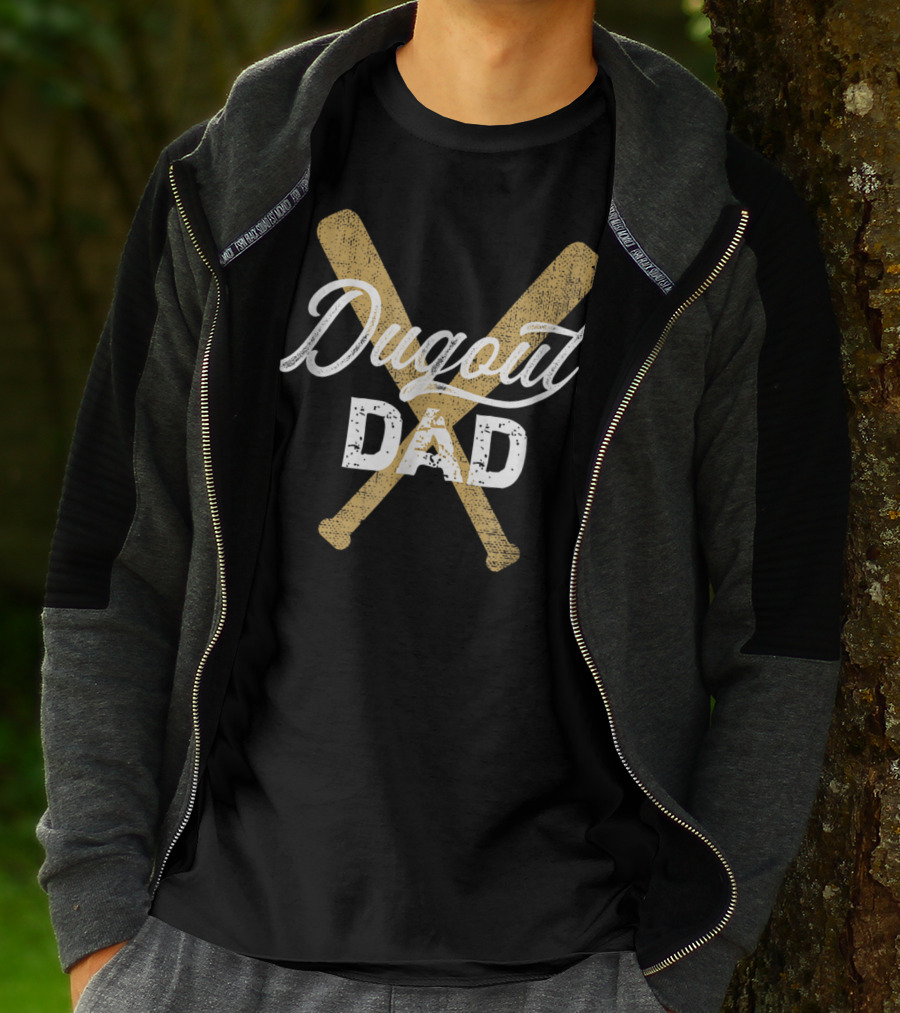 Dugout Dad Baseball Crossed Bats T-Shirt