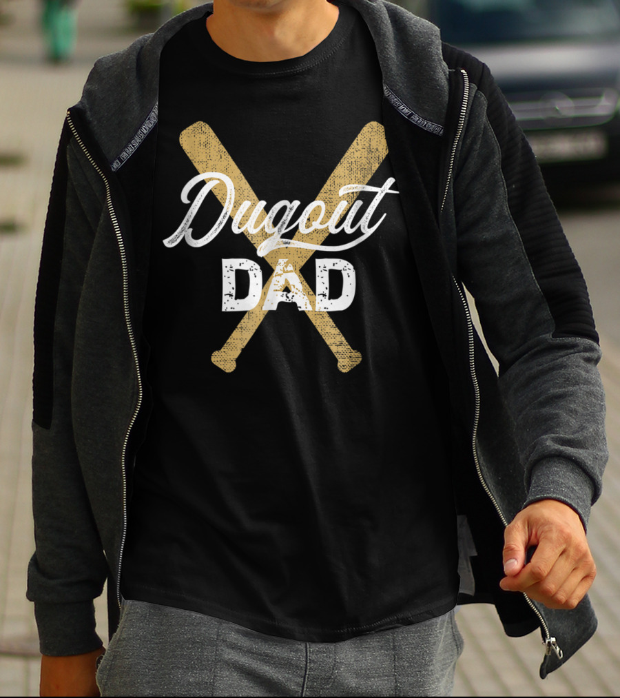 Dugout Dad Baseball Crossed Bats T-Shirt