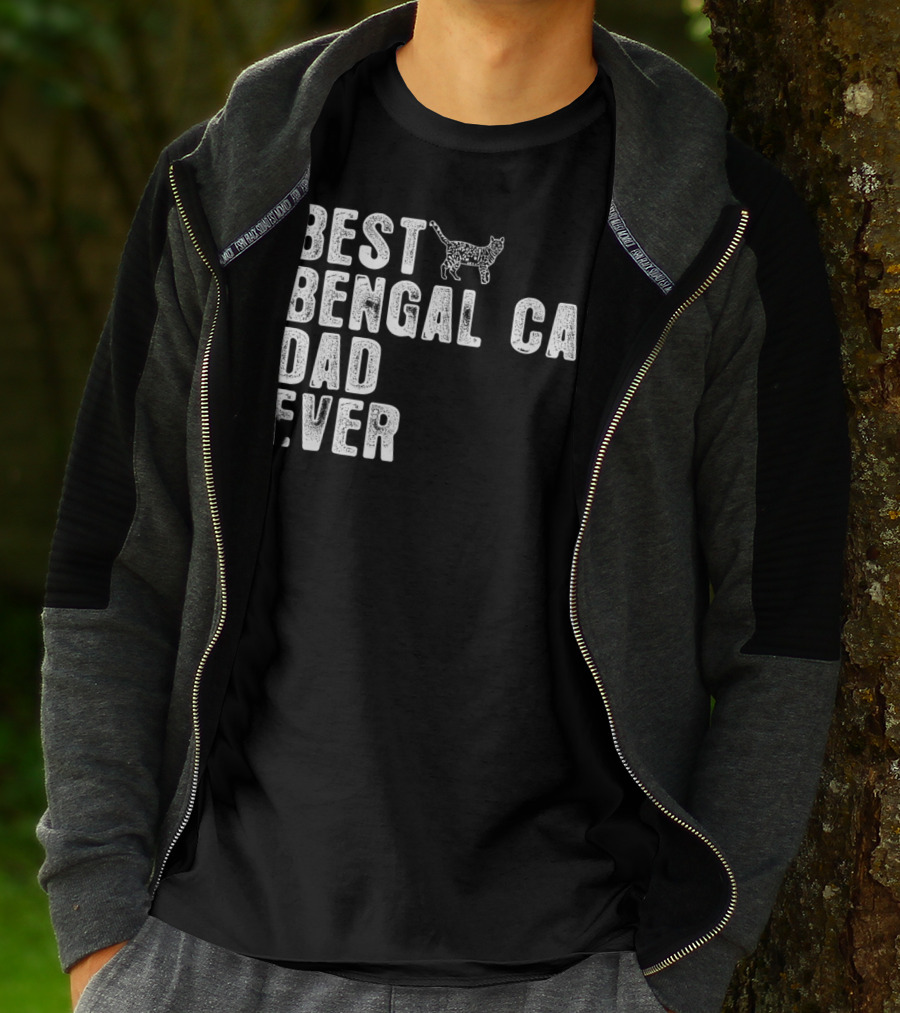 BEST BENGAL CAT DAD EVER WITH CAT OUTLINE T-Shirt