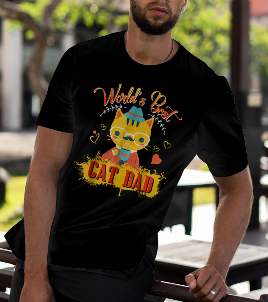 World's Best Cat Dad Cat Lover Funny Best Cat Dad T-Shirt