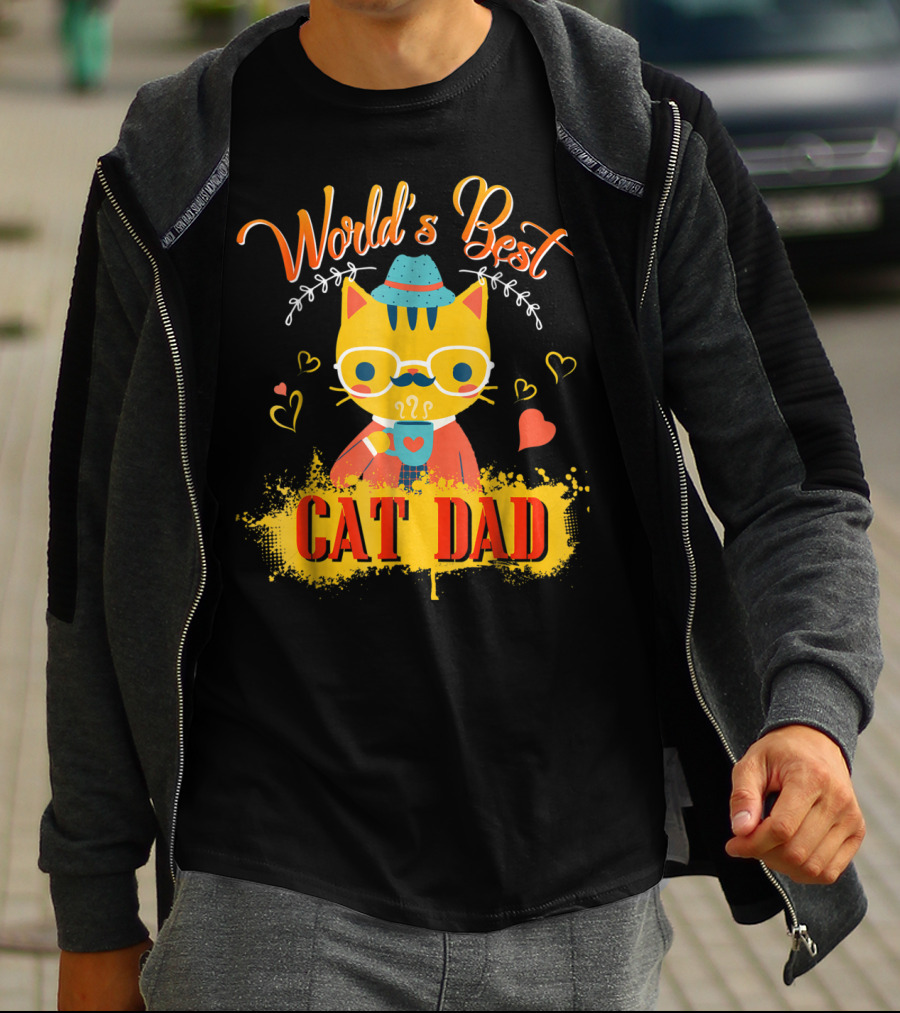 World's Best Cat Dad Cat Lover Funny Best Cat Dad T-Shirt