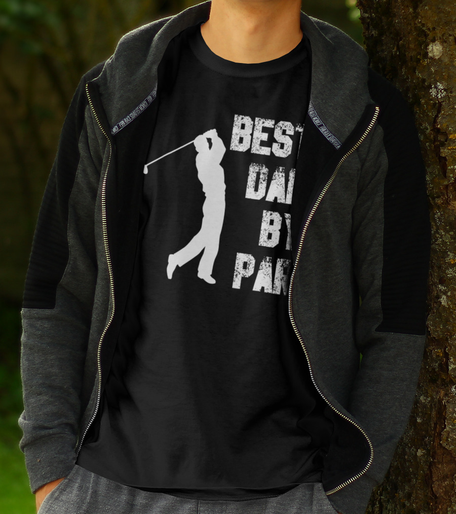 Best Dad By Par Funny Golf Lover Swinging Golfer T-Shirt