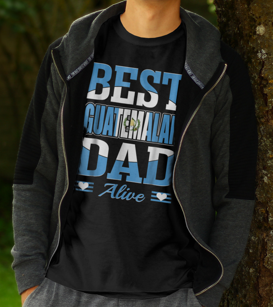 Best Guatemalan Dad Alive Guatemala Flag Hearts T-Shirt