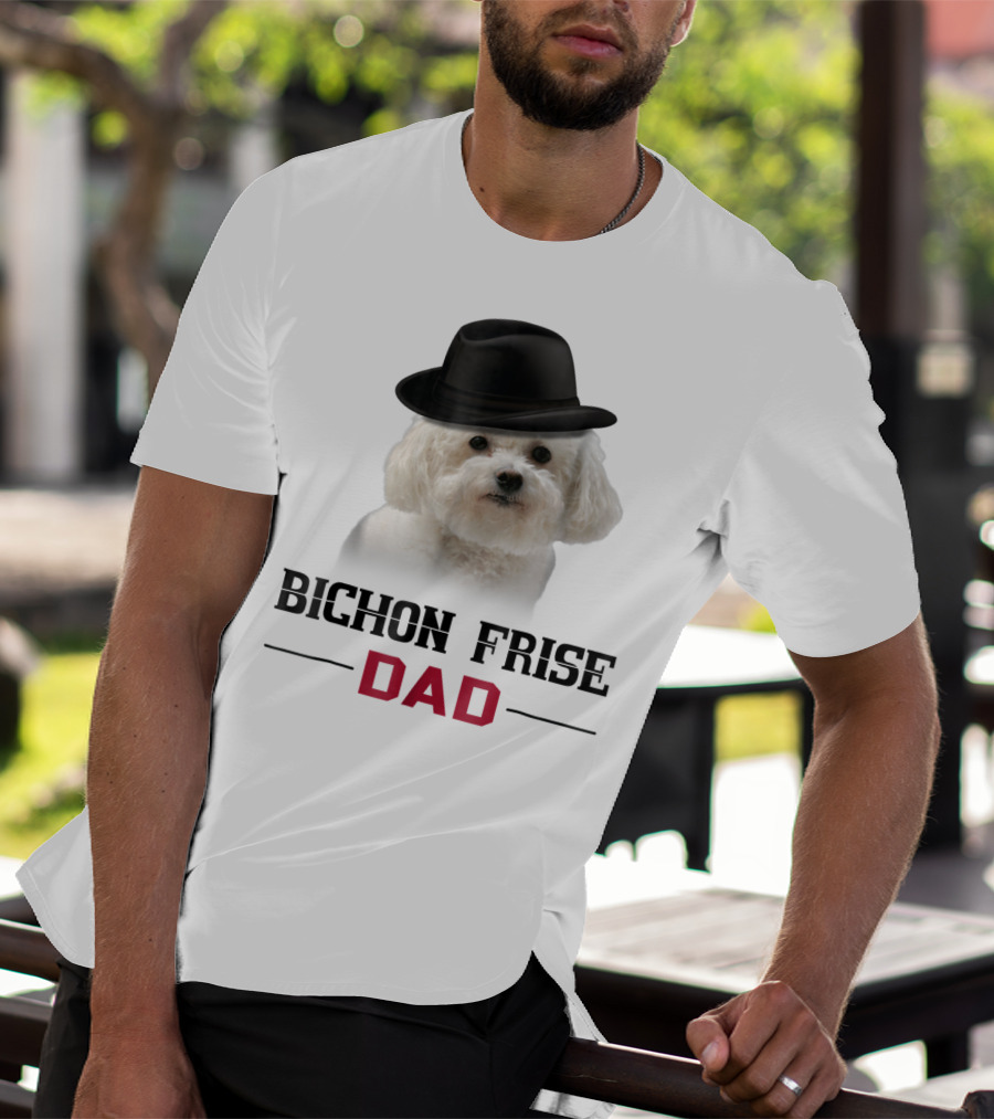 Bichon Frise Dad Puppy Wearing Fedora T-Shirt