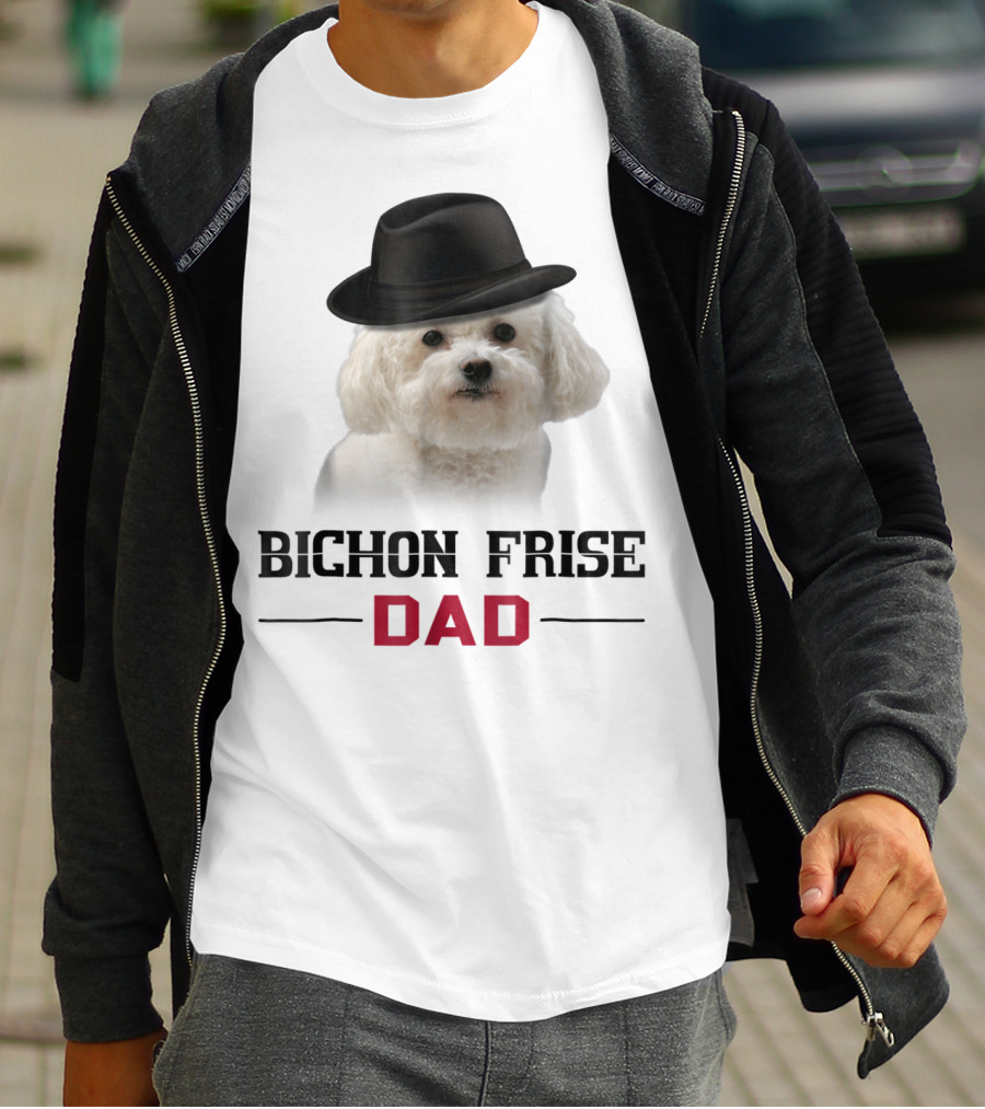 Bichon Frise Dad Puppy Wearing Fedora T-Shirt