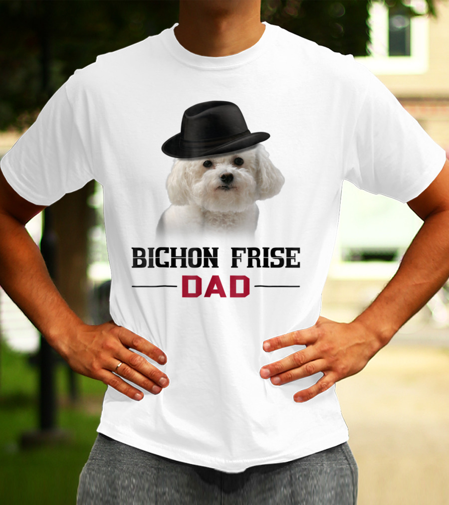 Bichon Frise Dad Puppy Wearing Fedora T-Shirt
