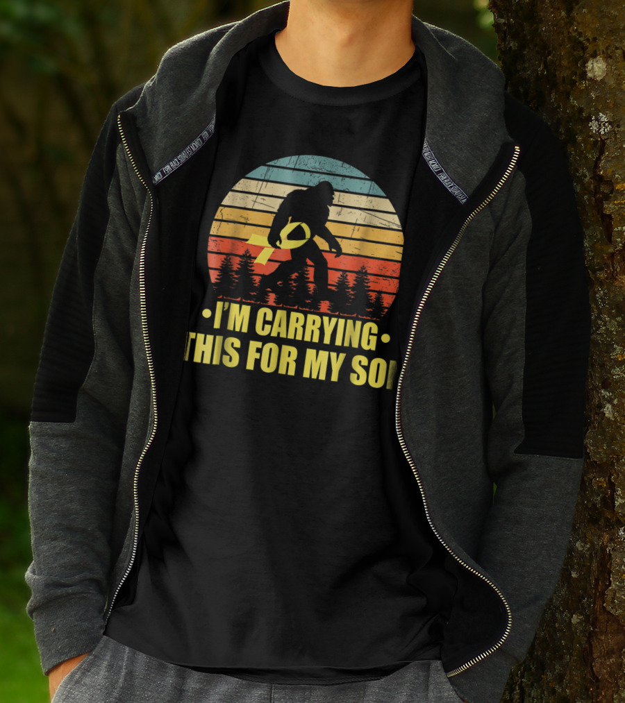 Bigfoot I'm Carrying This For My Son Childhood Cancer Survivor T-Shirt