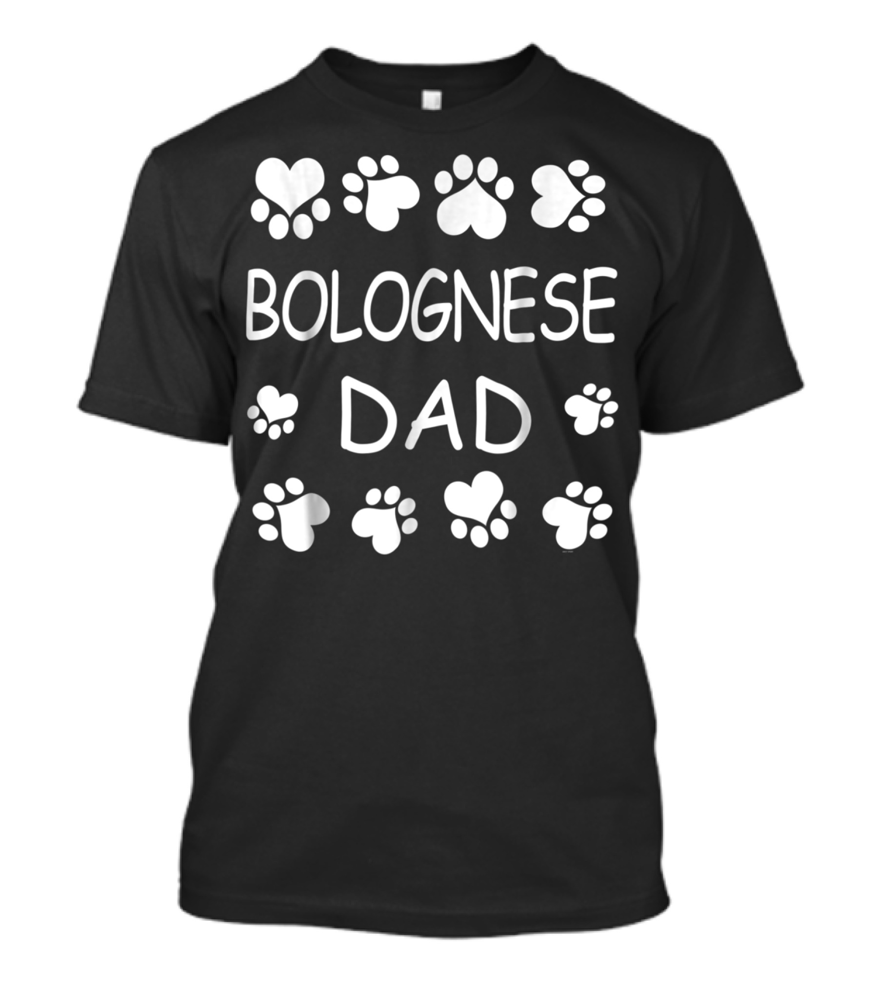 Bolognese Dad Heart And Paw Print Christmas Birthday Gift T-Shirt