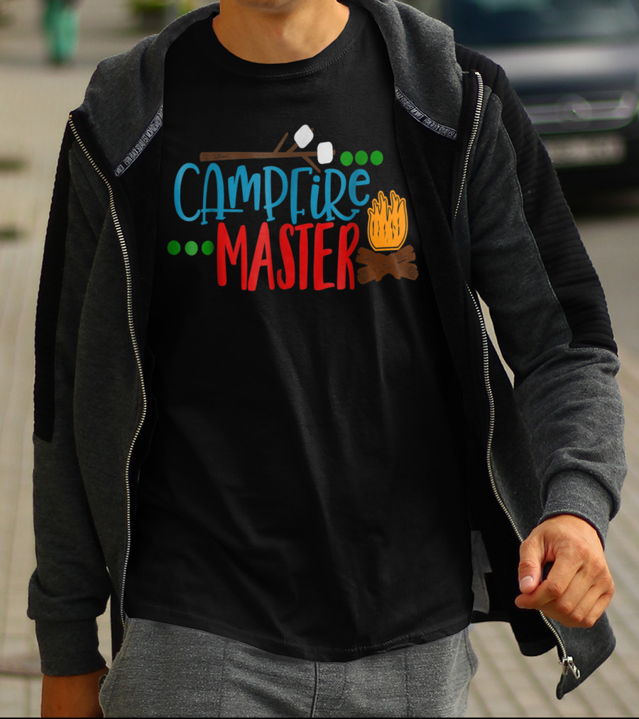 Campfire Master Marshmallows Bonfire Husband Dad Camping S'mores Bonfire80 T-Shirt