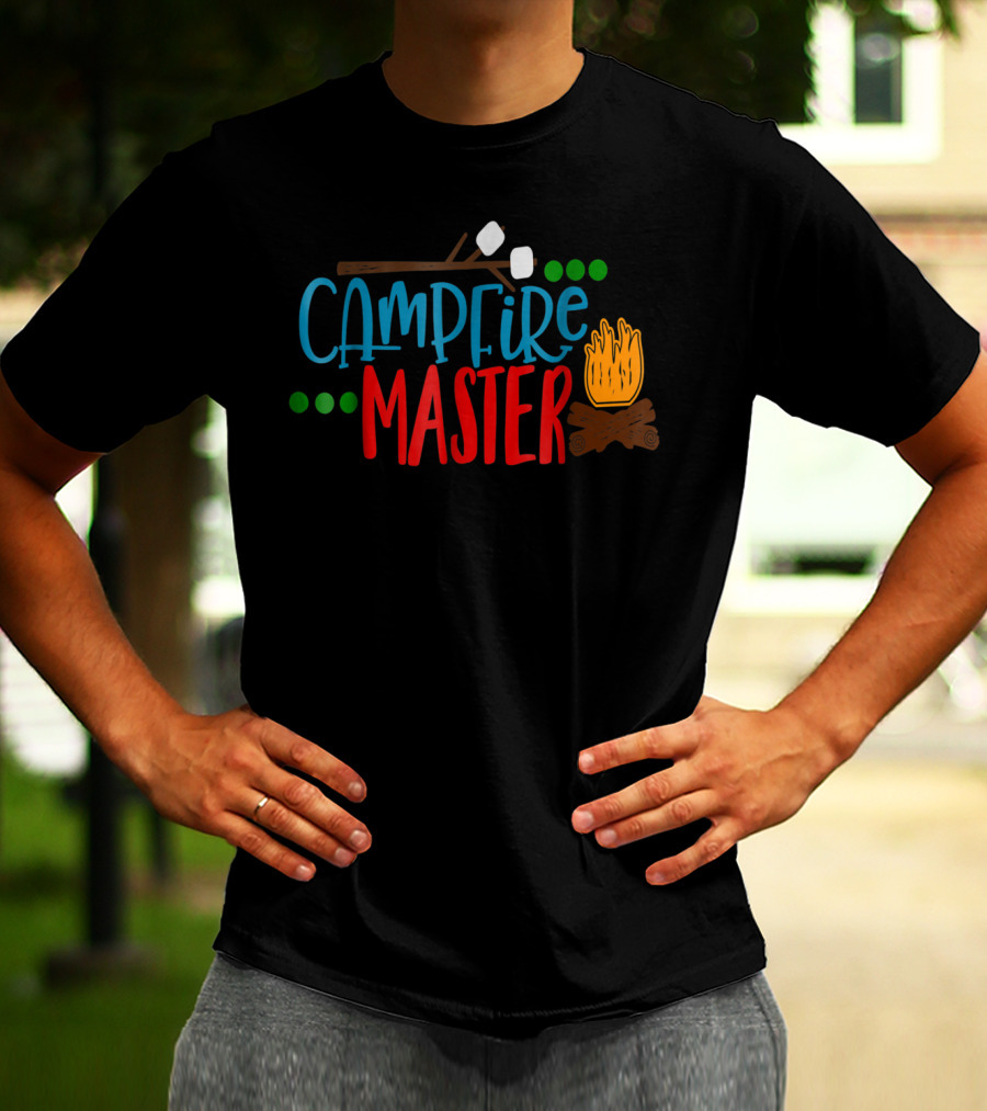Campfire Master Marshmallows Bonfire Husband Dad Camping S'mores Bonfire80 T-Shirt