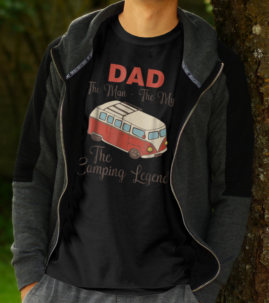 DAD The Man The Myth The Camping Legend With Red Camper Van T-Shirt