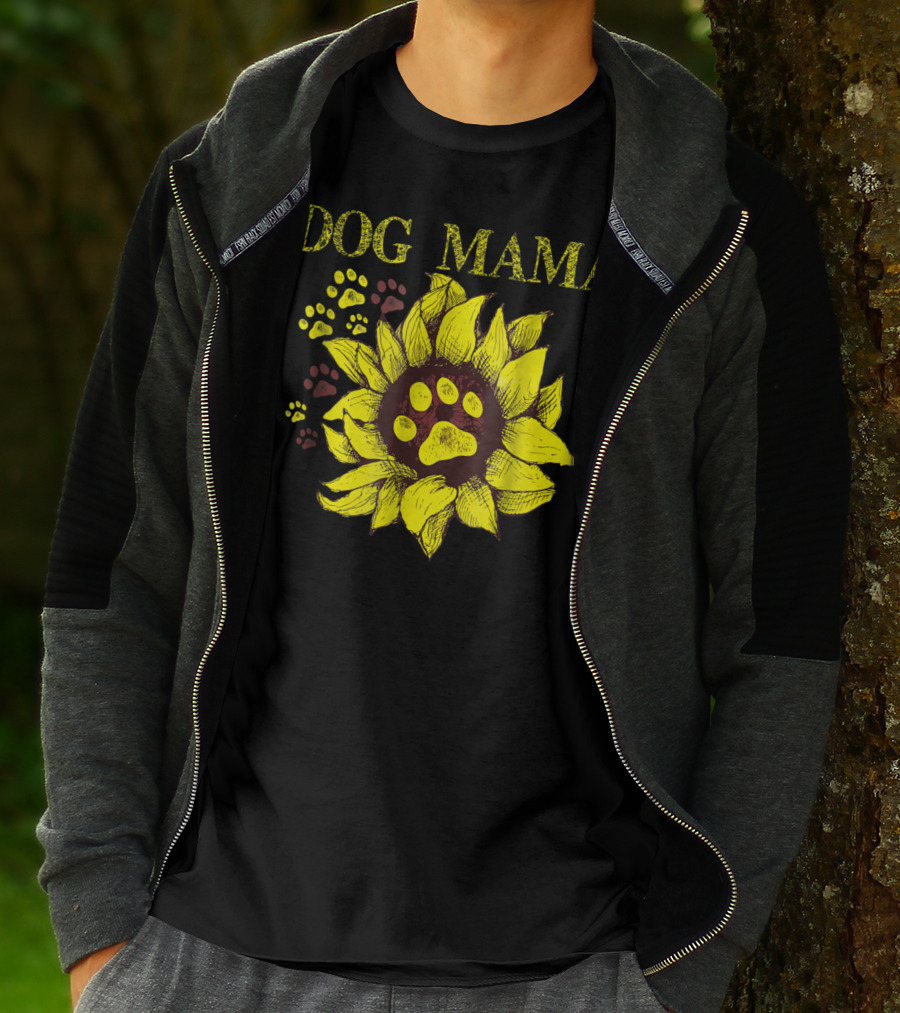 Dog Mama Sunflower Paw Prints T-Shirt