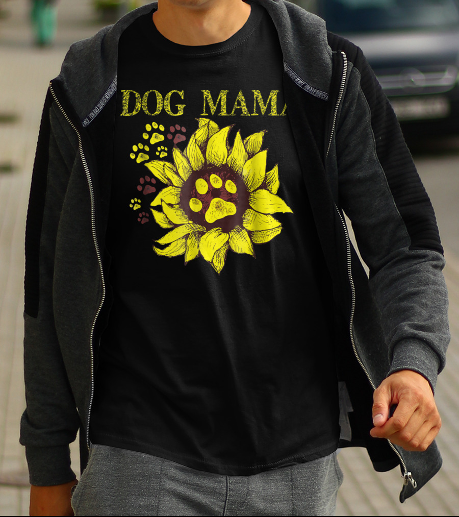 Dog Mama Sunflower Paw Prints T-Shirt