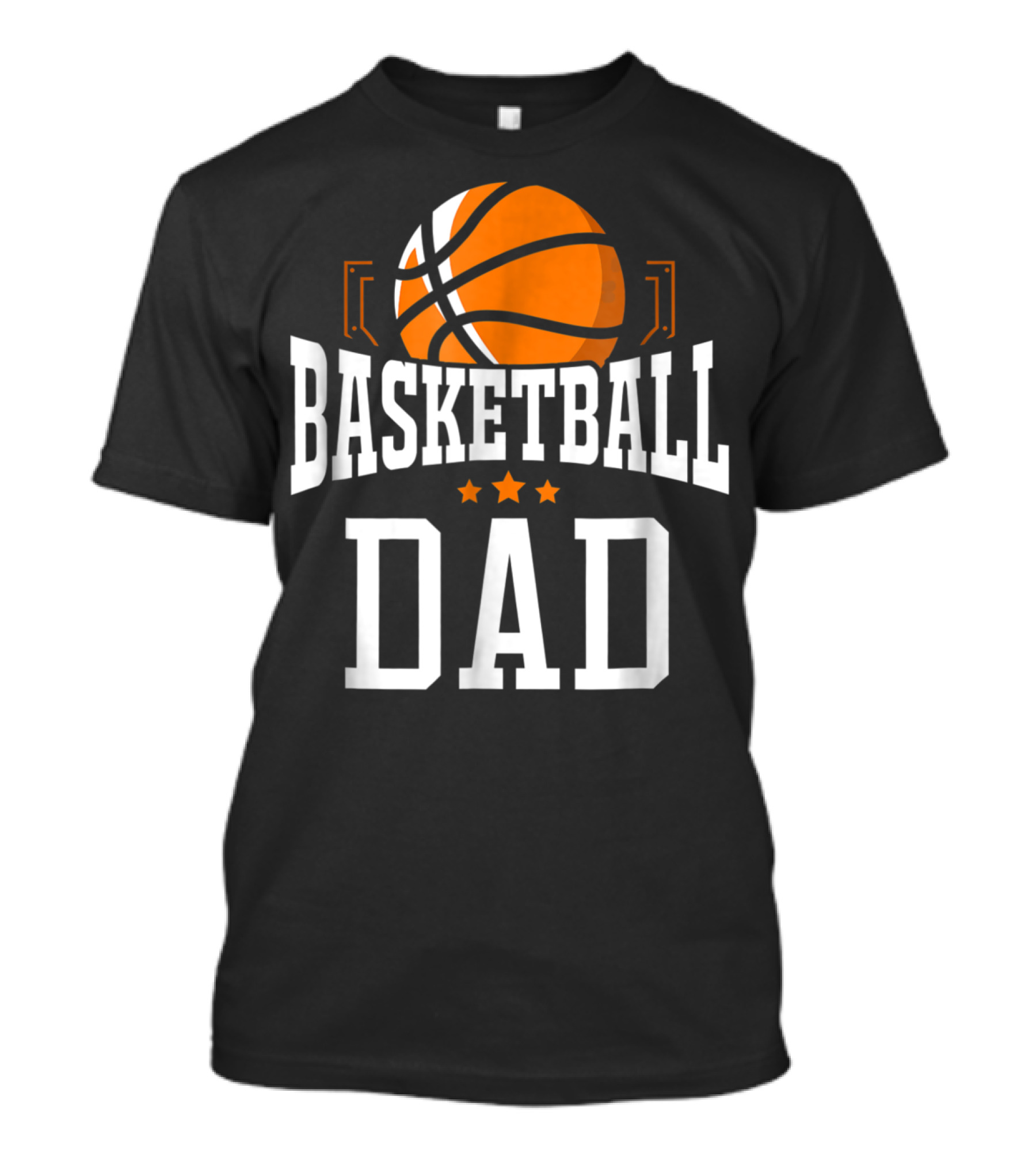 Basketball Dad With Orange Hoop Icon And Stars T-Shirt