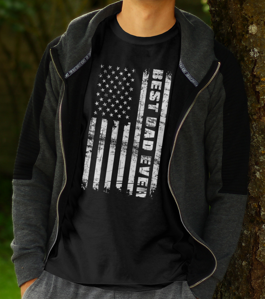 Best Dad Ever American Flag Grunge T-Shirt