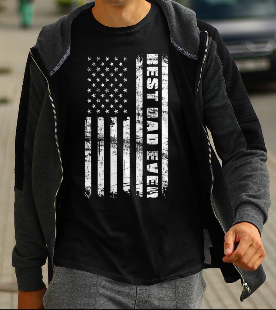 Best Dad Ever American Flag Grunge T-Shirt