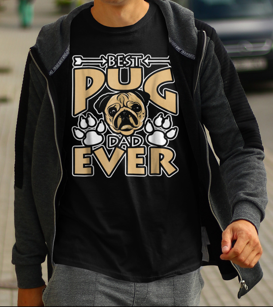 Best Pug Dad Ever With Paw Prints And Dog Bone Elements T-Shirt