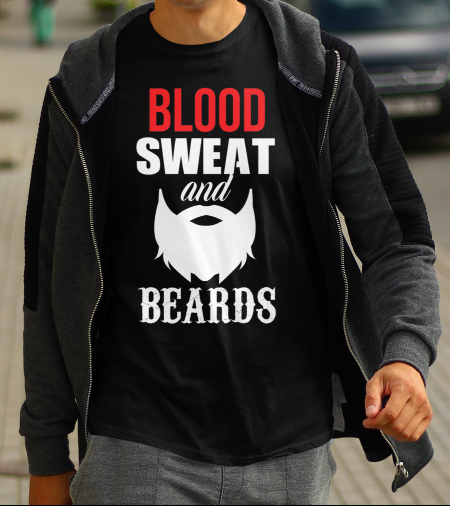 Blood Sweat And Beards For Bearded Dad Men T-Shirt