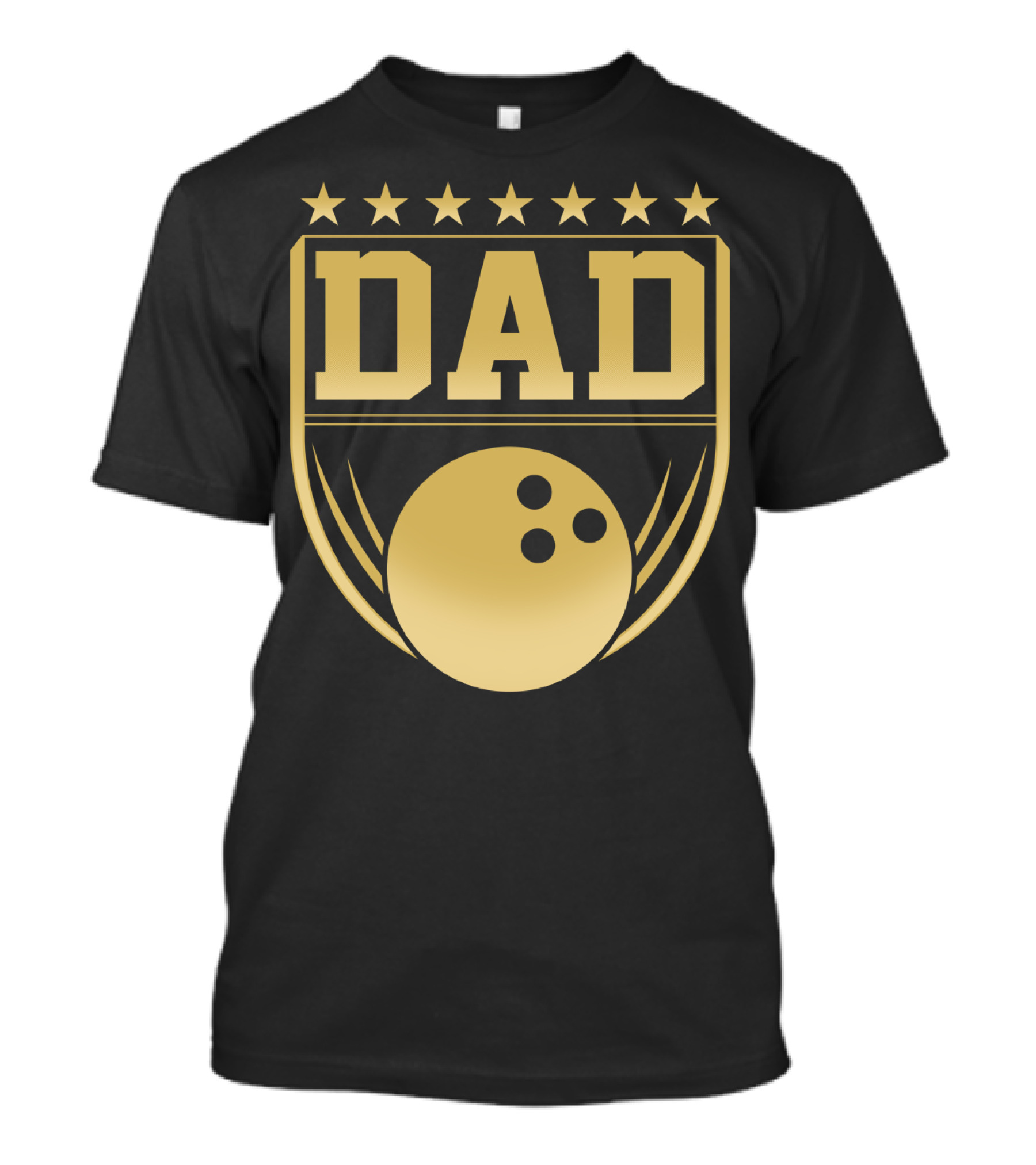 Dad Gold Bowling Ball Coach Stars Funny T-Shirt