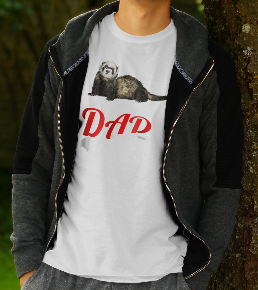 Ferret Dad Text With Realistic Animal Image T-Shirt